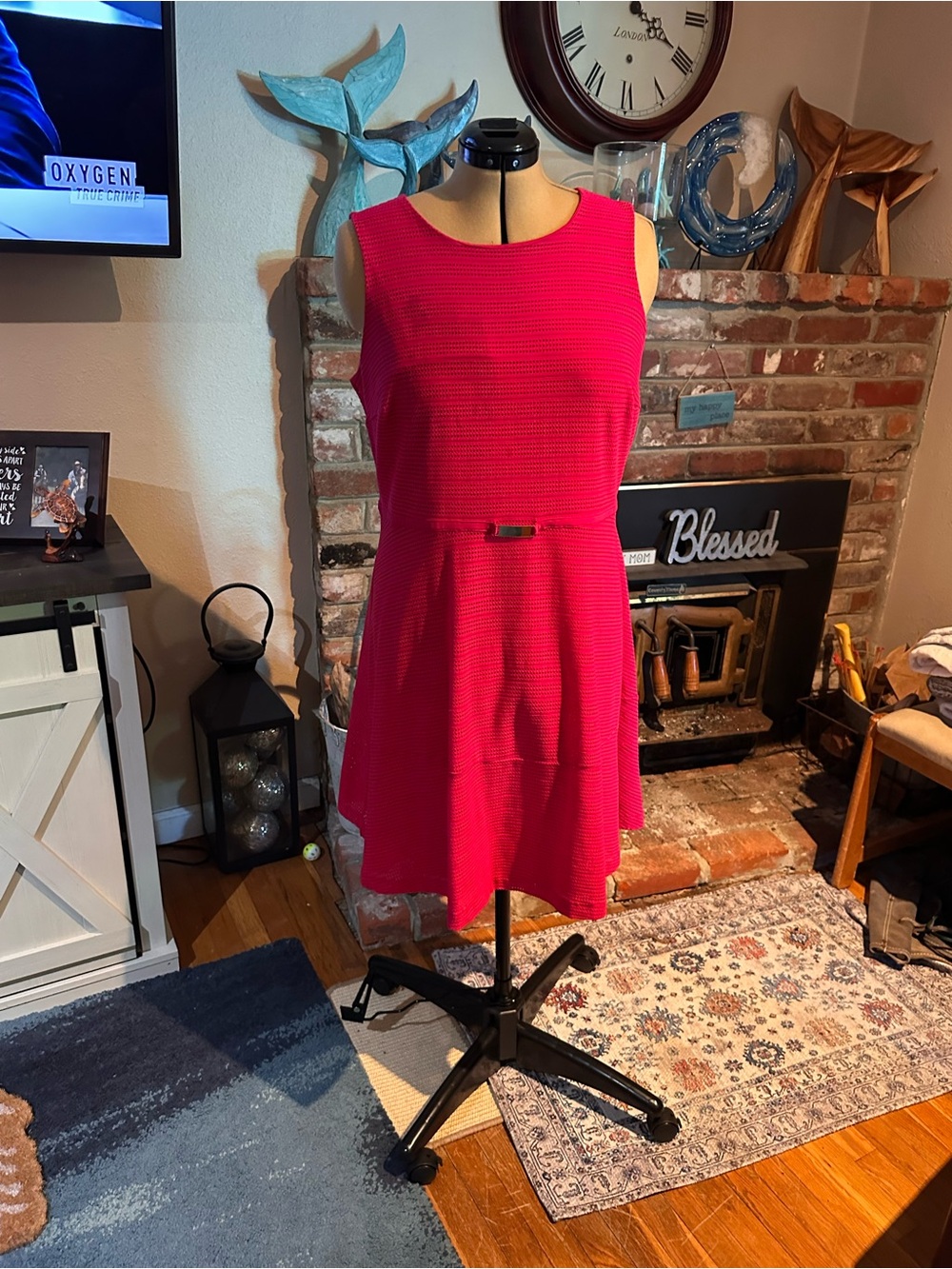 Jennifer Lopez Hot Pink Sleeveless Fit-and-Flare Mini Dress